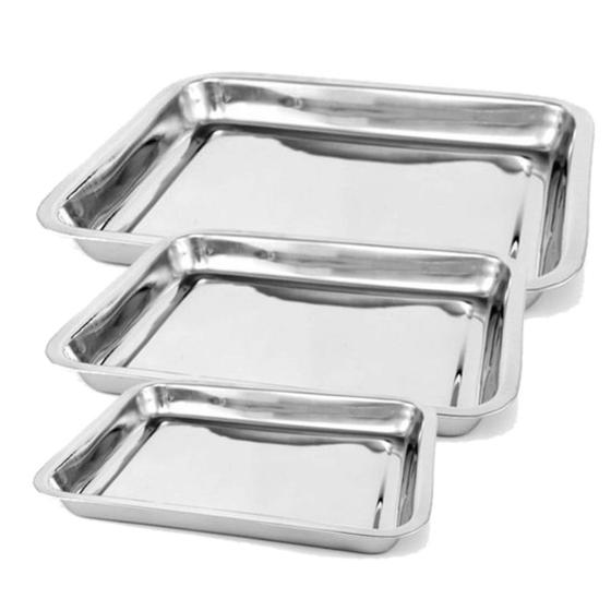 3 Formas Assadeira Inox Alta Retangular - 3 Tamanhos Menor preço em 3 Formas Assadeira Inox Alta Retangular - 3 Tamanhos