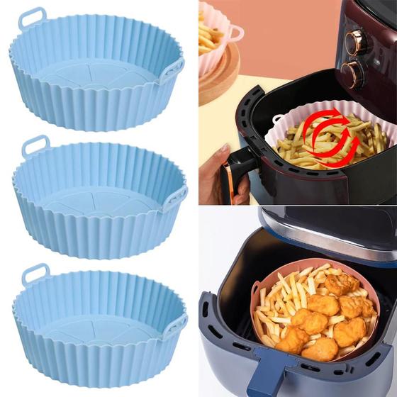 3 Formas Silicone Para Air Fryer Fritadeira Elétrica Micro-ondas Forno Com Alça 19cm Menor preço em 3 Formas Silicone Para Air Fryer Fritadeira Elétrica Micro-ondas Forno Com Alça 19cm
