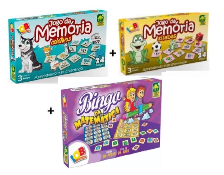 Imagem de 3 Jogo Da Memória Coletivos + Silabas + Bingo Brinquedos Presente de Aniversário