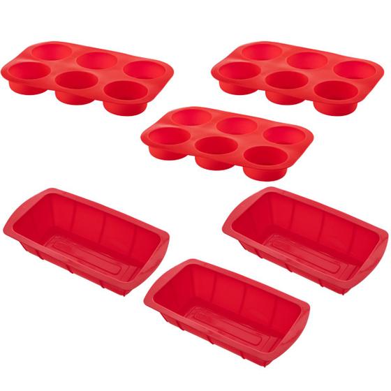 Imagem de 3 Kit Forma Cupcake Bolo + Forma Para Pão Sortida Silicone