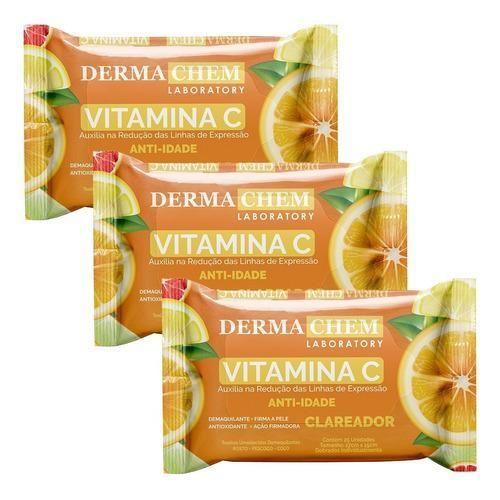 Imagem de 3 Lenços Umedecidos Demaquilante Vitamina C Ação Clareadora