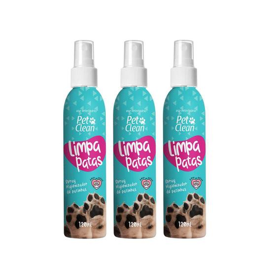 Imagem de 3 Limpa Patas Pet Clean 120ml Cachorro Gato Patinhas Higiene