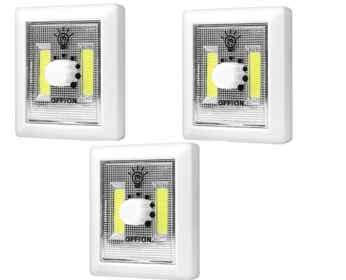 3 Luminarias Led Interruptor Sem Fio Iluminação Para Móveis Dimerizavel