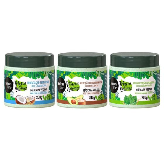 3 Máscaras Maria Natureza para Hidratação, Nutrição e Reconstrução Salon Line Menor preço em 3 Máscaras Maria Natureza para Hidratação, Nutrição e Reconstrução Salon Line