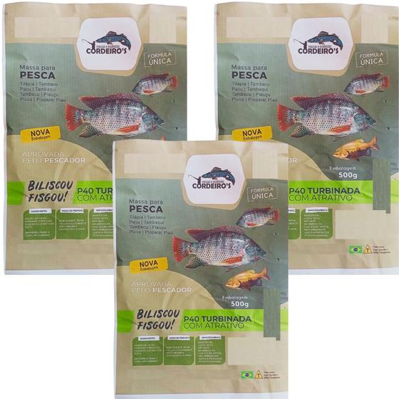 Imagem de 3 Massa De Pesca P40 Tubinada com Atrativo 500g Tilapia Pacu