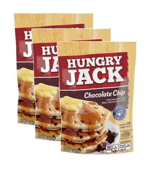 Imagem de 3 massa panqueca waffle mix gotas chocolate hungry jack 198g