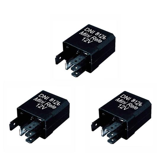 Imagem de 3 Mini Relés Auxiliares Uso Geral 12V 30/20A - DNI 8126