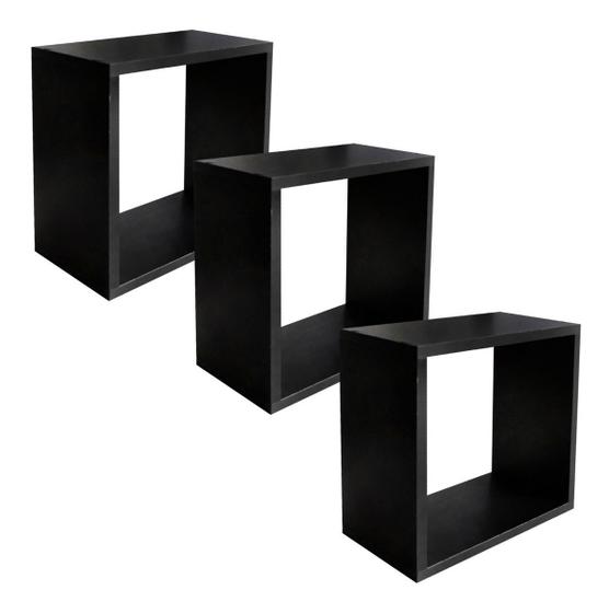 3 Nichos Quadrado Gamer Quarto Sala Decoração Preto Fosco Menor preço em 3 Nichos Quadrado Gamer Quarto Sala Decoração Preto Fosco