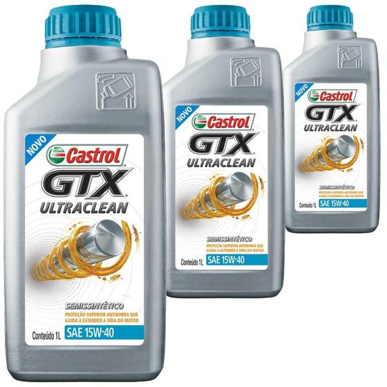 Imagem de 3 Óleo Semissintético 15W40 GTX Ultraclean Castrol Fiat