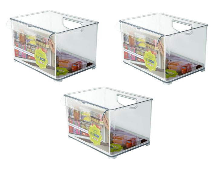 Imagem de 3 Organizador Empilhavel Para Geladeira Armário Cozinha Freebox N704 Niquelart