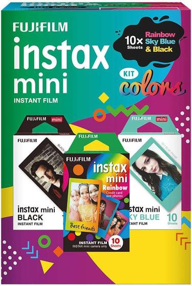 Imagem de 3 Packs com 10 Poses Fujifilm - Sky Blue, Rainbow e Black