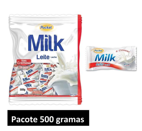 Imagem de 3 Pacotes De Bala De Milk Leite Mais Cremosa Pocket 500G