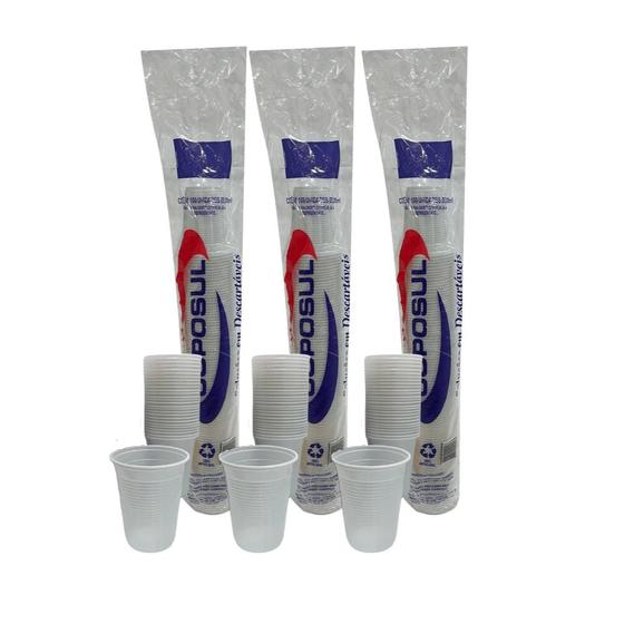 Imagem de 3 Pacotes de Copo de 200ml Branco ABNT2012 Coposul com 100 unidades