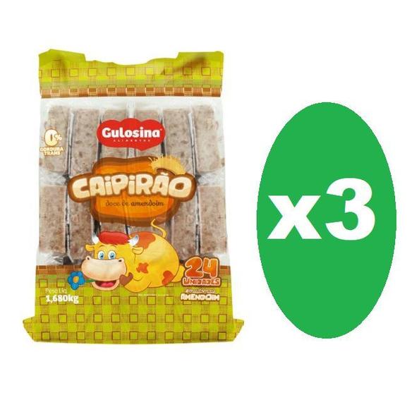 Imagem de 3 Pacotes Doce De Amendoim Caipirão Gusolina C/24un -1,680kg