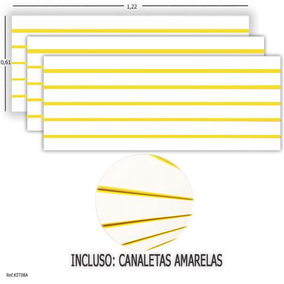 Imagem de 3 Painéis Canaletados 1,22 x 0,61 + Canaletas Amarelas