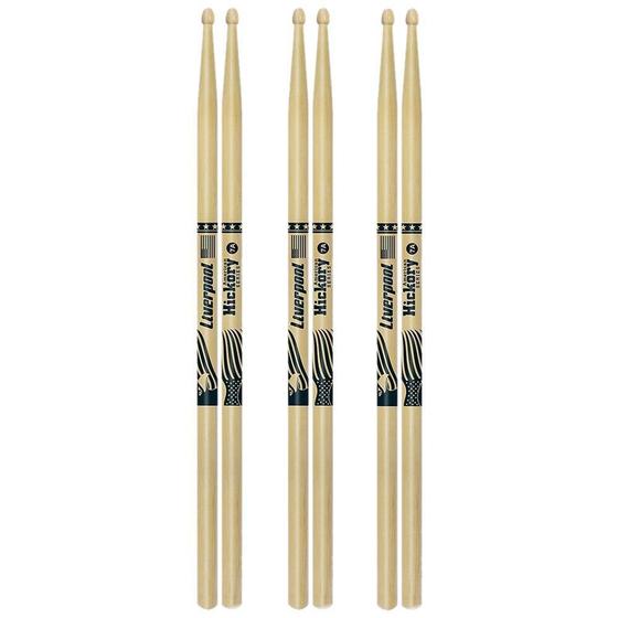 Imagem de 3 Pares Baqueta American Hickory Series 7A Madeira Liverpool