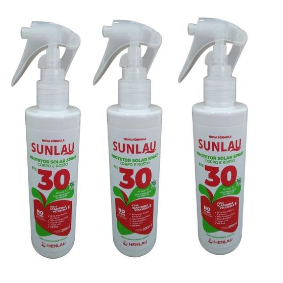 Imagem de 3 pç repelente inseto 200ml com protetor solar fps 30 sunlau