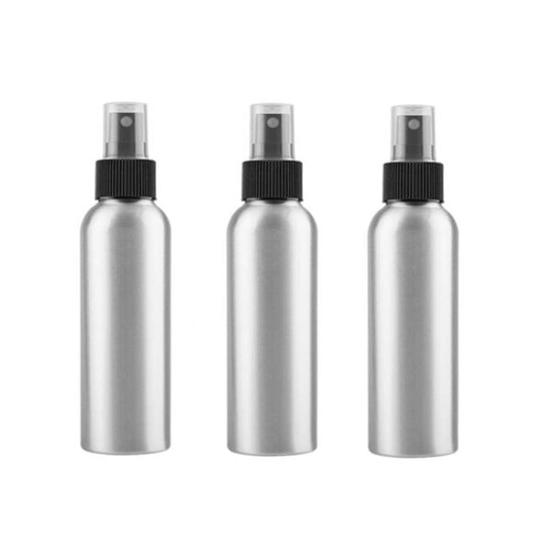 Imagem de 3 PCS 120ML 4OZ Alumínio Prata Spray Frascos Recarregáveis Vazio Pulverizador de Névoa Fina com Bico Preto e Tampa Perfume Facial Água Spray Frascos Recipiente Cosméticos Dispensando Jar