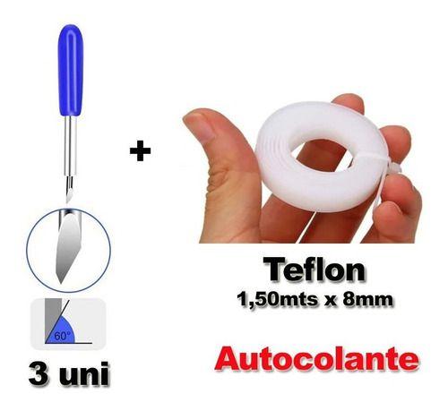 Imagem de 3 Pçs Lâminas Faca 60 Plotter Recorte + Teflon Autocolante