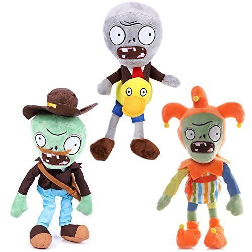 Imagem de 3 PCS Plantas VS Jester Plush Zombie Sets Toy Postman, 1 2 Stuffed Soft Jester Zombie Doll, Duck Zombies PVZ Plush Figura Doll Novo