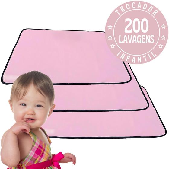 Imagem de 3 pcs Trocadores Portáteis 100x70 Bebê Absorvente Acolchoado Multiuso - Rosa - Vila Flor