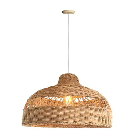Imagem de 3 Pendente Rattan Em Fibra Natural Artesanal E27 Bancada Nat77