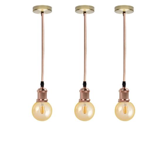 Imagem de 3 Pendentes De Metal Com Lâmpadas Led Globo G95 Cor 2300K