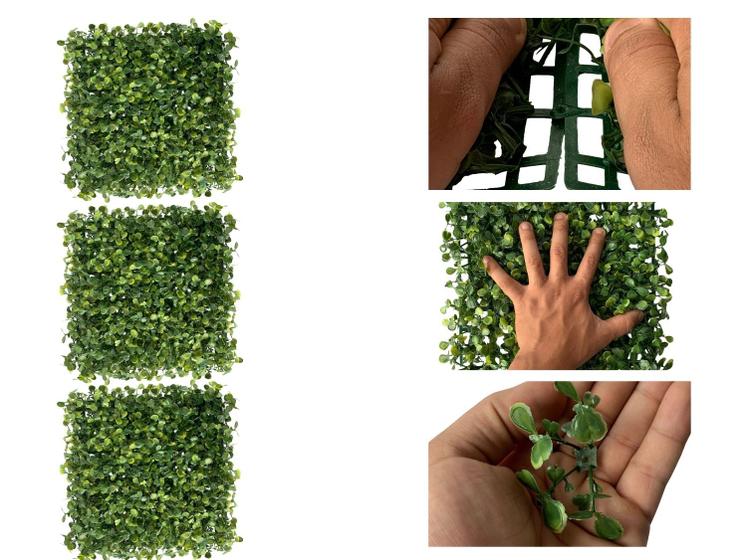 Imagem de 3 Placas de grama Artificial - Buxinho 25X25 para jardins internos no estilo faça você mesmo - DE27095