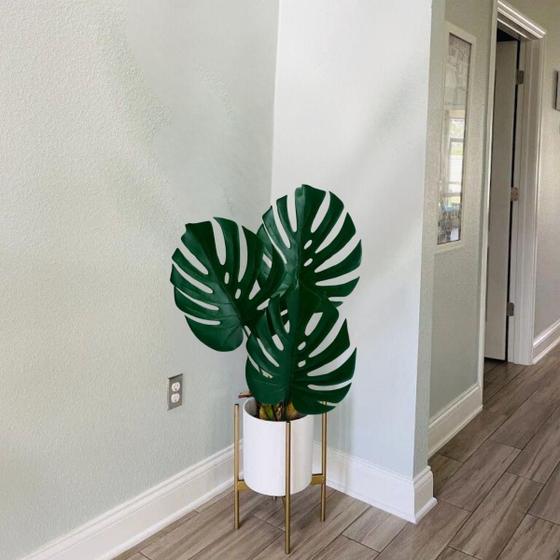 Imagem de 3 Plantas Artificiais Costela de Adão Revestida em Silicone própria para design de interiores e Vasos - DE0624