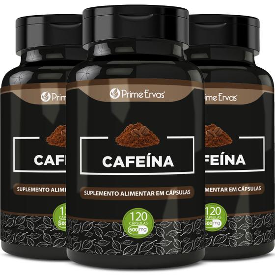 Imagem de 3 Potes Cafeína 500mg 120cps Prime Ervas