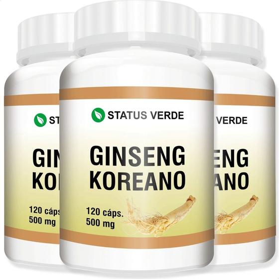 Imagem de 3 Potes Ginseng Koreano Kit 360 Cáps - Status Verde