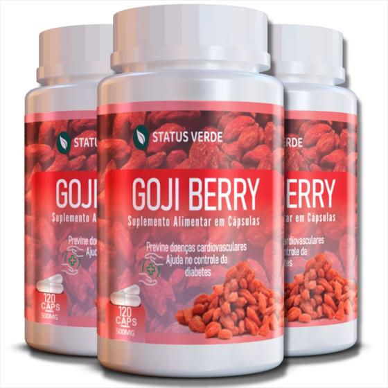 Imagem de 3 Potes Goji Berry Kit 360 Cáps - Status Verde