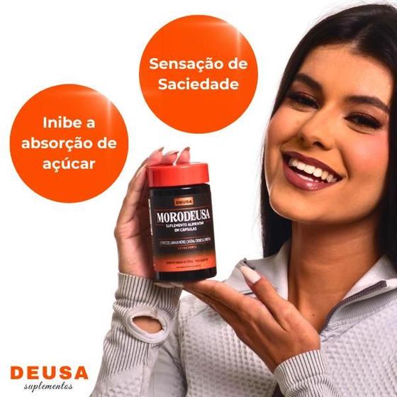 3 Potes Morodeusa Suplemento Alimentar de Extrato de Laranja Moro, Cafeina, Cromo, Carnitina 60 Cápsulas Sem Sabor