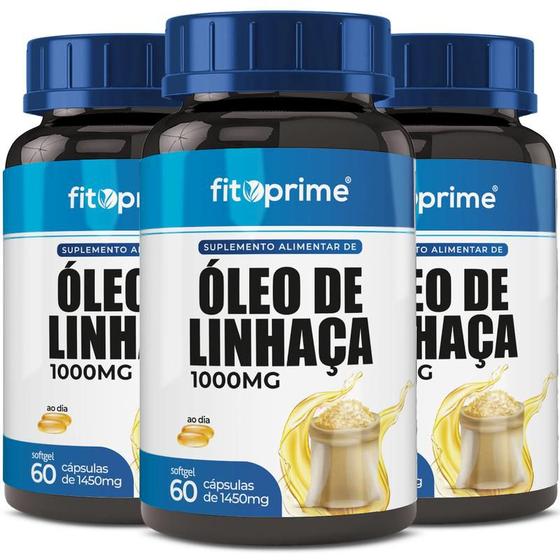 Imagem de 3 Potes Óleo de Linhaça 1000mg 60cps Fitoprime