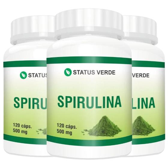 Imagem de 3 Potes Spirulina 500mg - Kit 360 Cáps