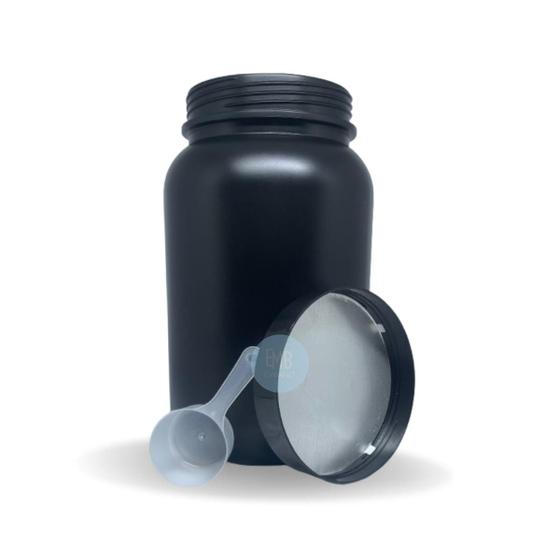 Imagem de 3 Potes Vazio Preto Com Selo de Inducao Para Whey - 900g