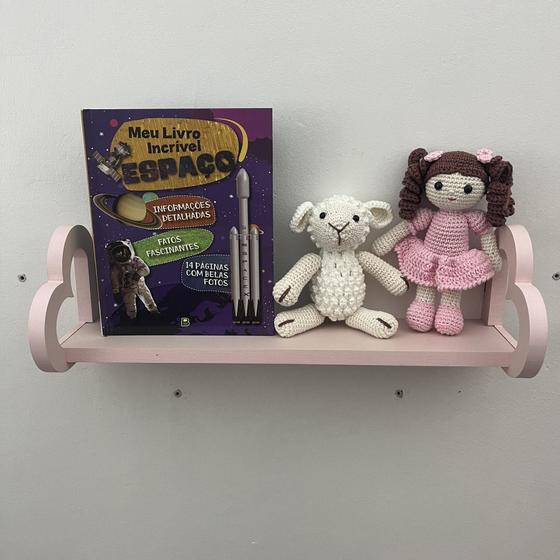 Imagem de 3 Prateleiras Infantil Rosa Decorativa Quarto Menina 45Cm