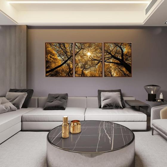 3 Quadros Linda Paisagem com Moldura 129x53cm