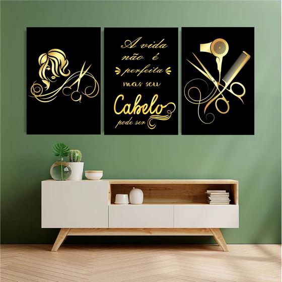 Imagem de 3 Quadros Placa Decorativas Para Decoração Salão de Beleza Cabelereira Manicure Design Sobrancelha