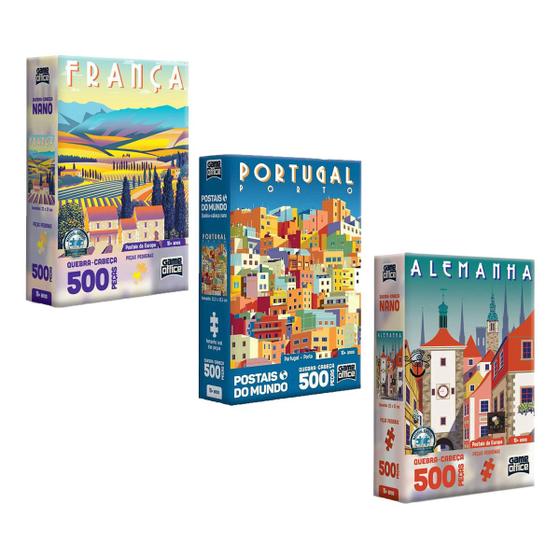 Imagem de 3 Quebra Cabeça Puzzle Game Office Postais Do Mundo 1500 Pçs