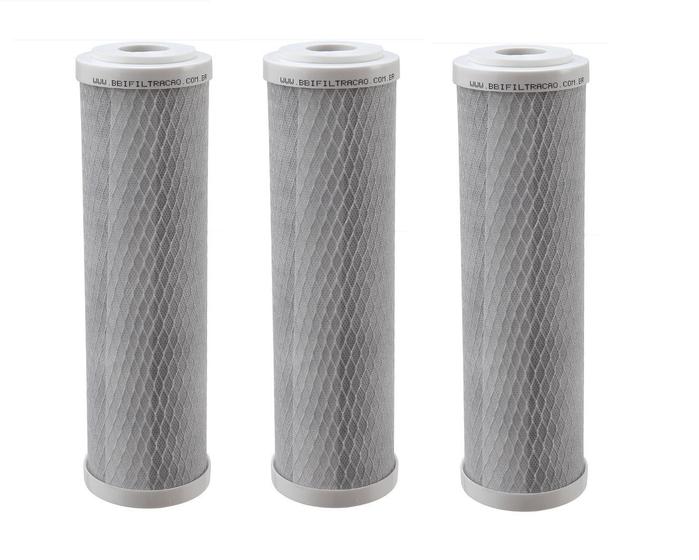 Imagem de 3 Refil Filtro Carvão Ativado Carbon Block 9.3/4 Encaixe