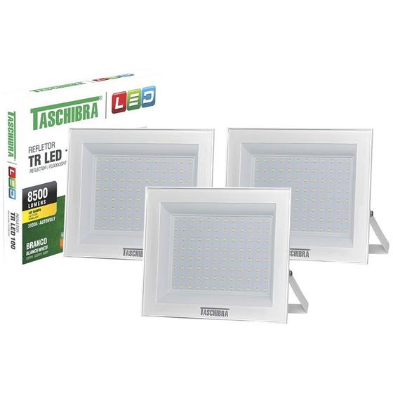 Imagem de 3 Refletor Taschibra Led 100w Branco Luz Quente 3000k Bivolt