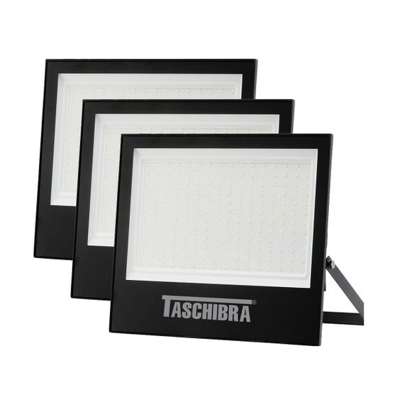 Imagem de 3 Refletores Taschibra Led Tr Slim 150w 6500k Preto Autovolt