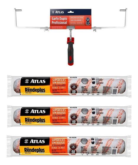 Imagem de 3 Rolos Rende Plus 46cm + Suporte Garfo Duplo Premium Atlas