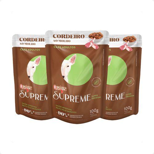 Imagem de 3 Sachê Quatree Supreme Cães Adultos Cordeiro Ao Molho 100 G