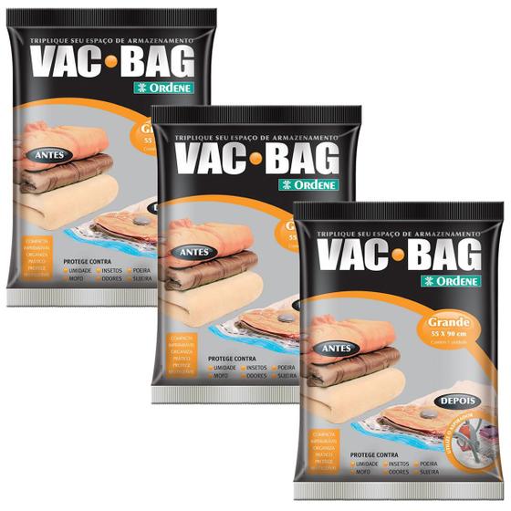 Imagem de 3 Saco à Vácuo Vag Bag Grande 55x90 Ordene Protetor Roupas