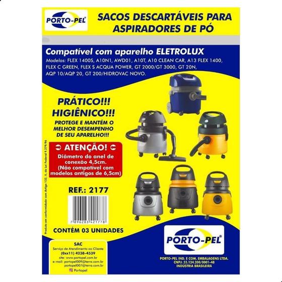Imagem de 3 Sacos Aspirador Pó Electrolux A10, AQP, GT2000, FLEX A10S / A10T / A10 CLEAN CAR / A13 / A10 N1