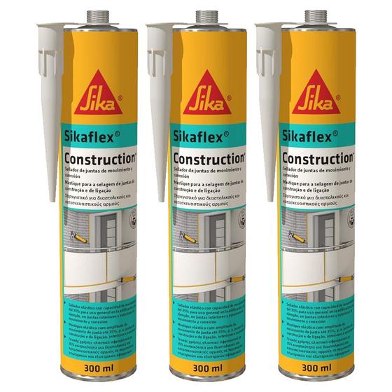 Imagem de 3 Selante Sikaflex Construction Branco Cartucho 300ml Sika