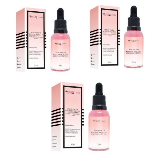 Imagem de 3 Sérum Facial Rosa Mosqueta Max Love Kit C/ 3 Unidades