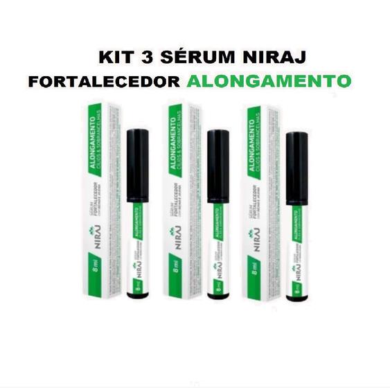 Imagem de 3 Séruns Fort.  Alongamento Cílios E Sobrancelhas Niraj 8ml